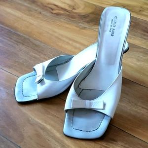 Kitten heel slip on sandal